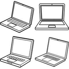 Laptop Computer Coloring Book Page – Hand-Drawn Cartoon Technology Illustration