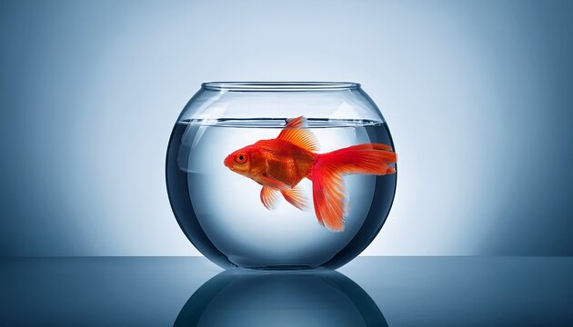 red fish swimming in a clear aquarium studio shot product display