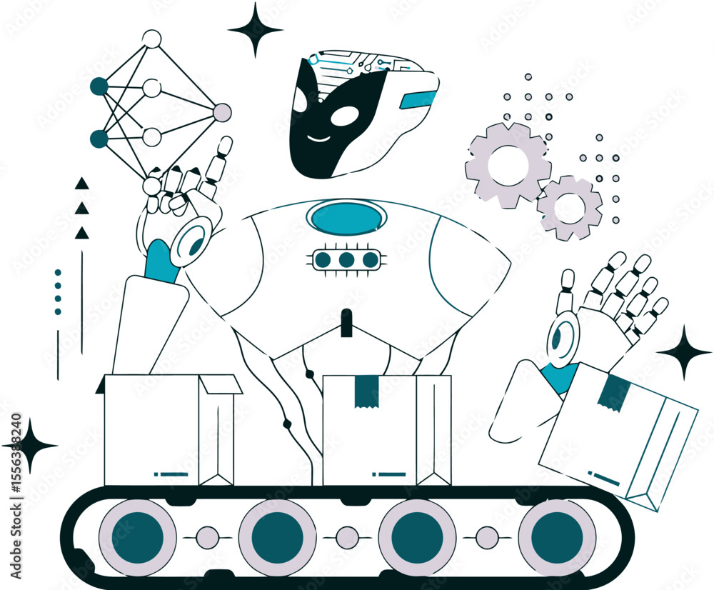 Poster robotics automation ai machine learning artificial intelligence conveyor belt technology future syst