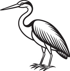Obraz premium Heron bird outline standing icon graphic