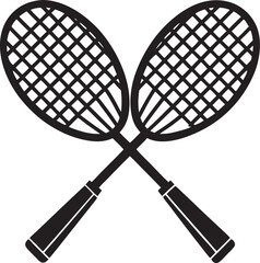 Crossed badminton rackets sport equipment