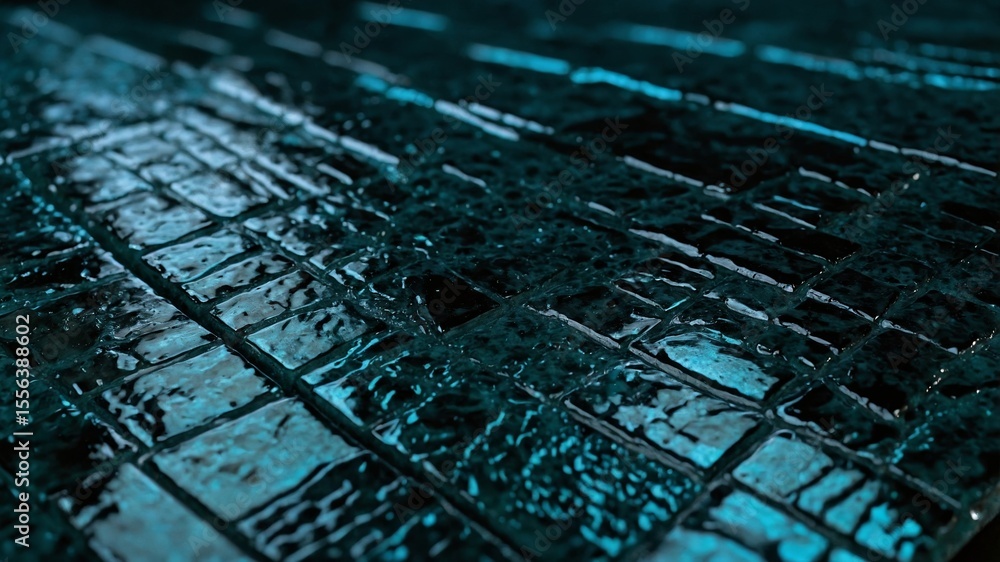Poster reflection of light on textured surface with a glossy finish in dark blue tones creating an abstract