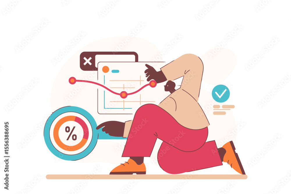 Poster analyzing data charts graphs statistics business analytics performance indicators dashboard metrics 
