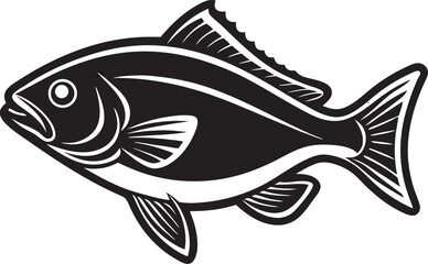 Black halibut fish outline black and white icon
