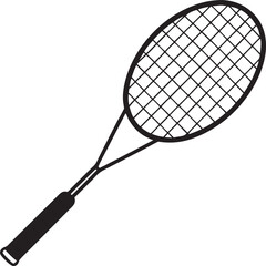 Black badminton racket with white background sports equipment