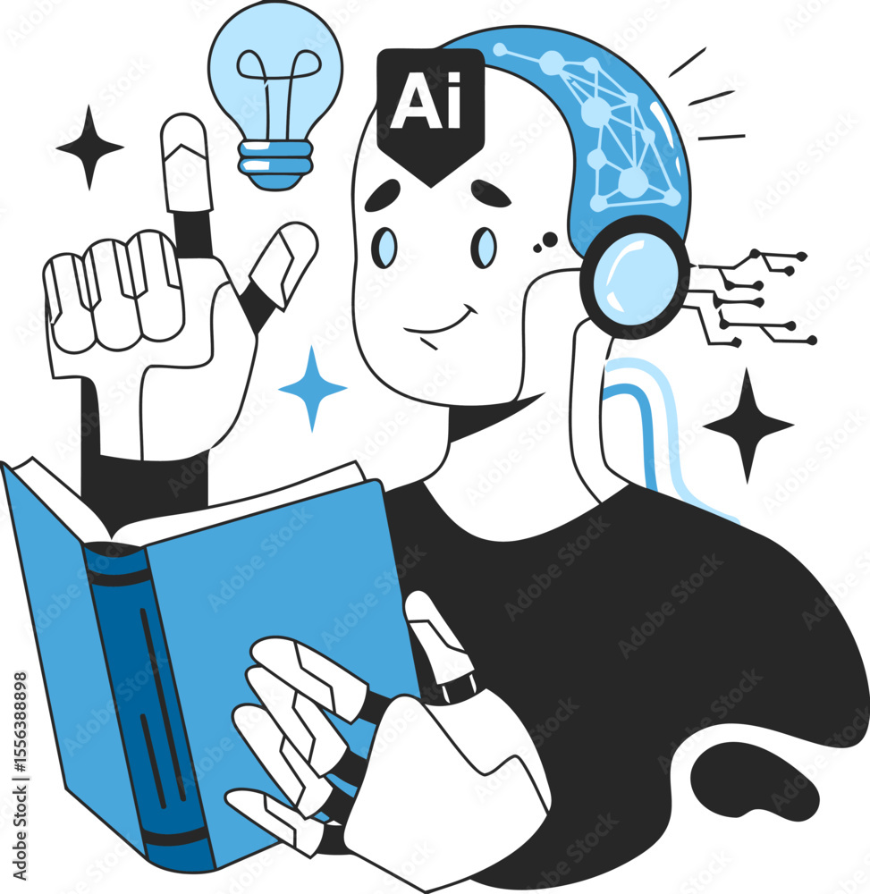 Poster ai robot learning machine intelligence artificial technology innovation automation future concept id