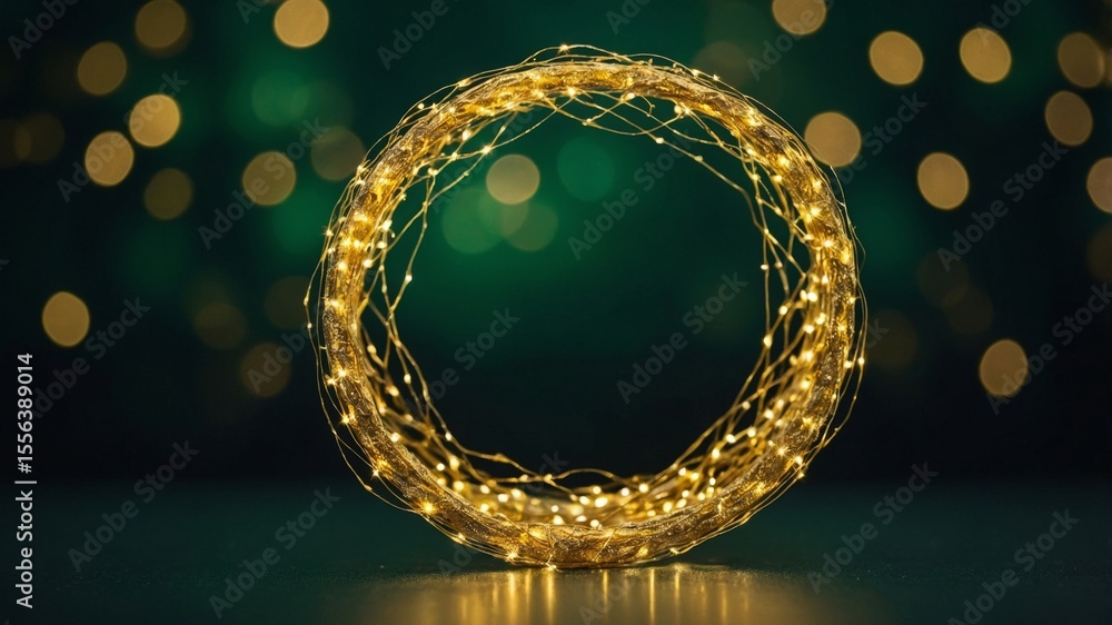 Poster delicate fairy lights arranged in a circular shape create an enchanting atmosphere during a festive 