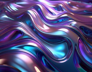 Fototapeta premium iridescent liquid metal surface with purple and blue hues