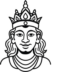 Young King with Crown Line Drawing