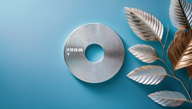 minimalist metal sign bold silver letters reads positivity today soft pastel blue background simple modern