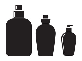 Three Different Cosmetic Bottles Silhouette