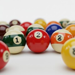 billiard balls on a white background