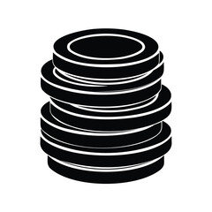 Stacked Black Discs on a White Background Showing Visual Simplicity