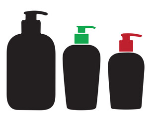  Black Silhouette of Three Different Pump Bottles