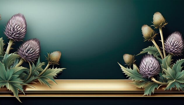 sophisticated thistle border for product presentation high end display design