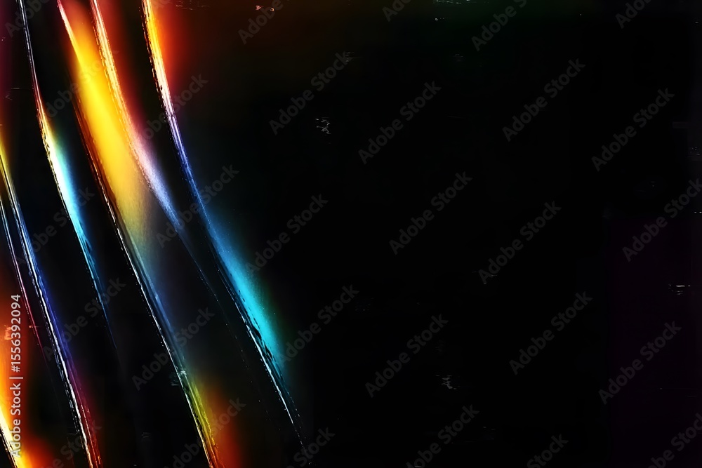 Aufkleber a dark background with colorful light streaks on the left side of it. the streak lights have an abst