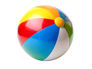 Fototapeta premium Colorful inflatable sphere with yellow valve isolated on a transparent background beach ball, PNG