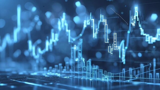 Dynamic Financial Data Visualization Abstract Candlestick Charts Displaying Market Trends and