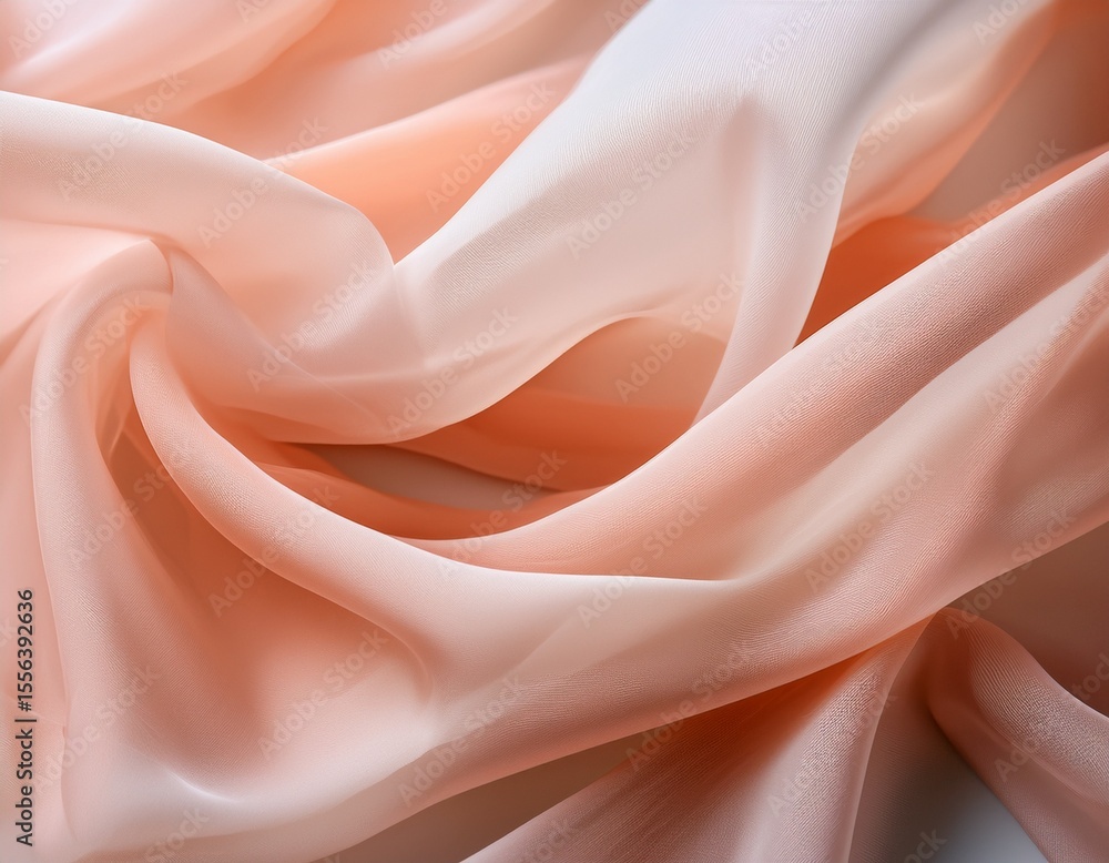 Poster a delicate flowing appears of sheer fabric in soft peach and white tones the fabric piece to be gent