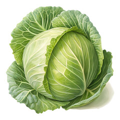 Fototapeta premium Green Cabbage Head - Fresh Vegetable Photography