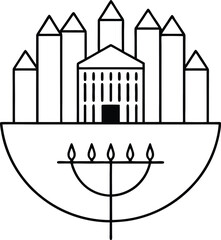 Menorah with City Silhouette