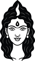 Indian Woman Line Art with Bindi