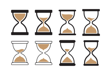 Flat Hourglass Icon Set – Sand Timer Vector Collection in Different Styles. Victor illustration eps 10