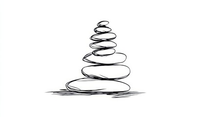 Line art of stacked stones symbolizing balance and calm