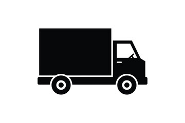 Fototapeta premium Black and white silhouette illustration of a delivery truck