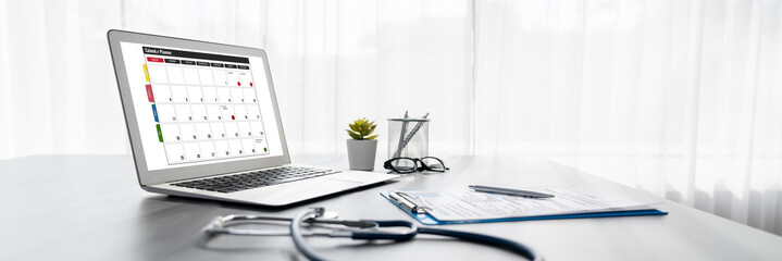 Calendar on computer software application for brisk schedule planning for personal organizer and...