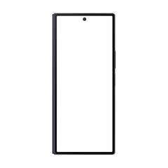 Photo of foldable smartphone similar to android device without background. Navy color. Template for...
