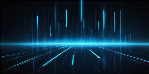 Abstract blue background with a digital heartbeat graph for medical technology and business illustration