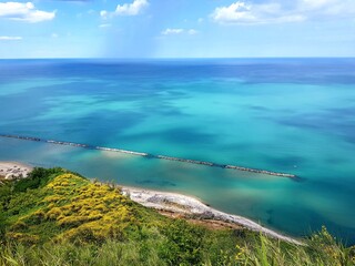 View of the coast of the island of Sardinia in Italy.