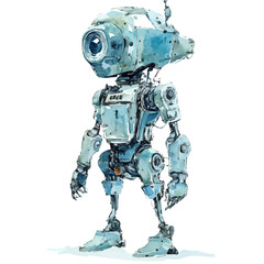 Autonomous Robots, watercolor vector, isolated on a white background.