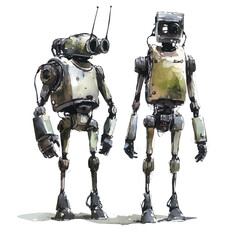 watercolor vector of Autonomous Robots, isolated on a white background.