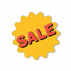 yellow sticker sale on white background