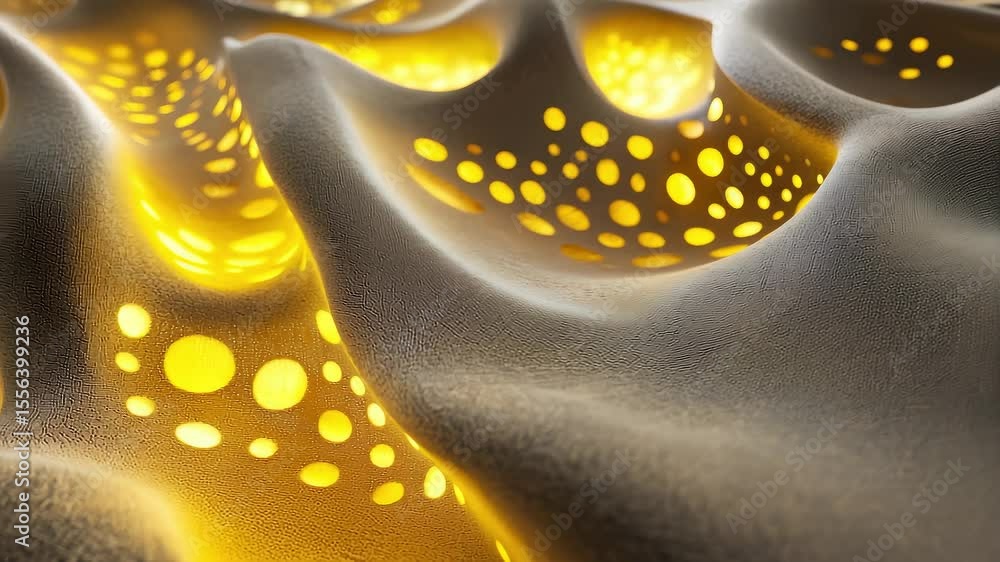 Poster abstract wavy light dots flowing background for tech bio art display