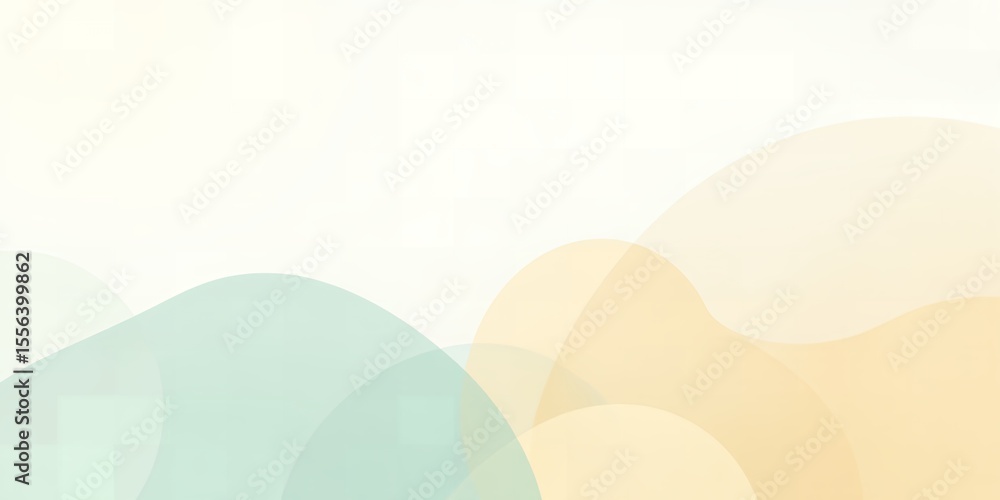 Poster abstract background with soft pastel colors of green and yellow overlapping in a blurred design