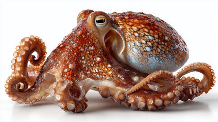Fototapeta premium Colorful octopus with intricate patterns on a serene white background