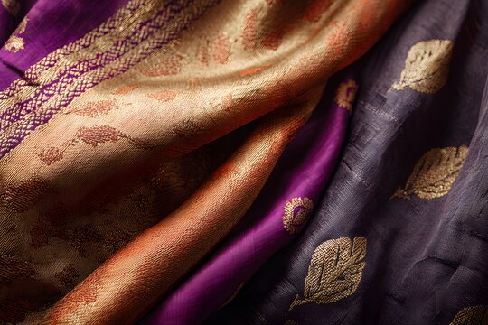 Asian Saree shown on the left side of a Background. it should look like a background for a clothing or saree shope web banner. 