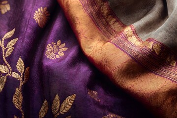Asian Saree shown on the left side of a Background. it should look like a background for a clothing or saree shope web banner. 