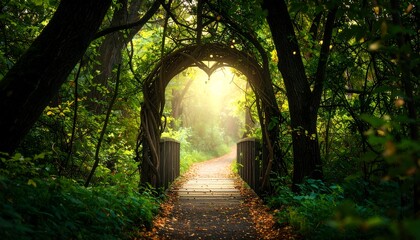 Forest Pathway with Heart-Shaped Arch