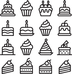 Birthday Cake with Candles Silhouette

Layered Cake Slice Vector Icon

Simple Cake Outline with Cherry Top

Celebration Cake Silhouette Design

Minimal Dessert Cake Vector Art