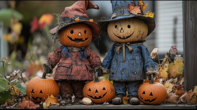 Autumn Halloween - Spooky and fun autumn Halloween imagery, featuring pumpkins, costumes, and festive decorations that capture the spirit of the holiday.