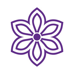 Geometric purple flower shape with six petals and center circle abstract