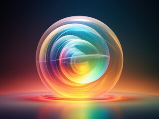 Colorful abstract light sphere on gray surface