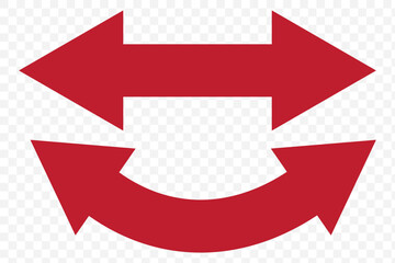 Double sided arrow icon vector on Transparent background. two way arrow icon. Dual sided arrow vector, icon, silhouette design. Semicircular curved thin, long double ended arrow on Transparent. EPS 10