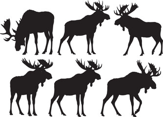 Moose standing silhouette vector illustration