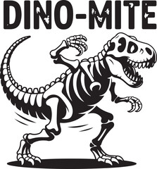 Dino mite t rex skeleton illustration for design