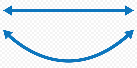 Horizontal dual sided long straight arrow signs. Blue double arrow icon isolated on Transparent background. Vector graphic illustration. EPS 10.